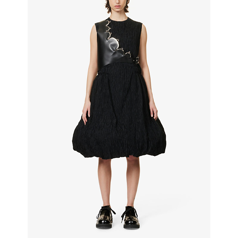 Shop Noir Kei Ninomiya Women's Black Round-neck Sleeveless Woven Midi Dress