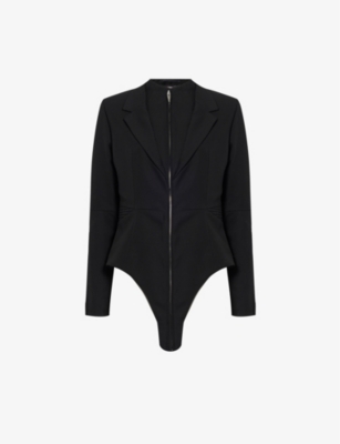 Noir Kei Ninomiya Womens Black Zipped-cuff Regular-fit Wool-blend Jacket