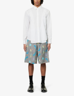 Comme Des Garçons Homme Deux Comme Des Garcons Homme Plus Mens White Long-sleeved Asymmetric-hem Cotton Shirt In White