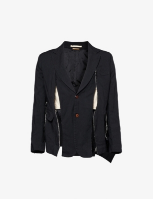 COMME DES GARCONS HOMME PLUS: Distressed single-breasted woven jacket