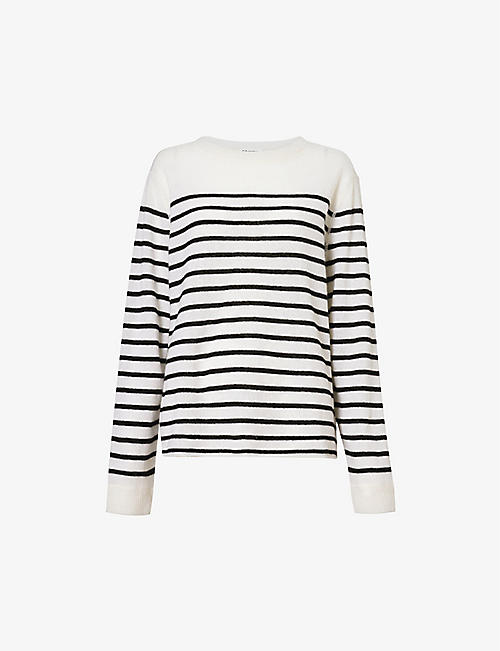 REFORMATION: Boyfriend striped recycled cashmere-blend knitted jumper