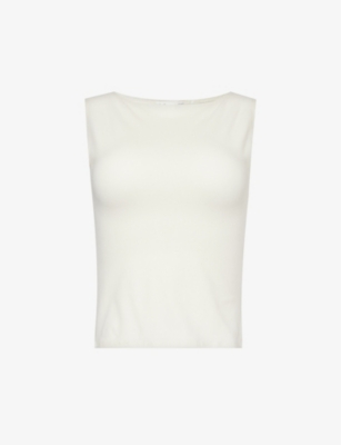 Shop Reformation Women's Fior Di Latte Dusk Boat-neck Stretch Organic-cotton Top In White