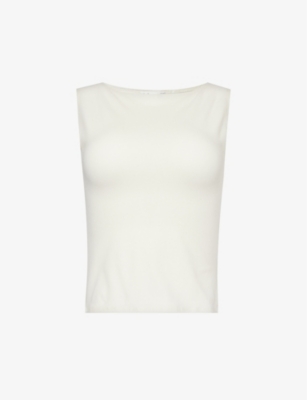 Reformation Womens Fior Di Latte Dusk Boat-neck Stretch Organic-cotton Top In White