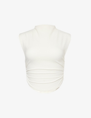 REFORMATION: Lindy curved-hem stretch organic-cotton top