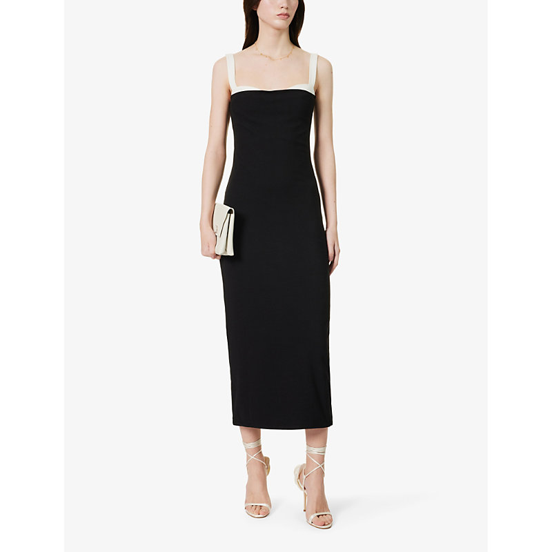Shop Reformation Nelle Sweetheart-neck Stretch Organic-cotton In Black