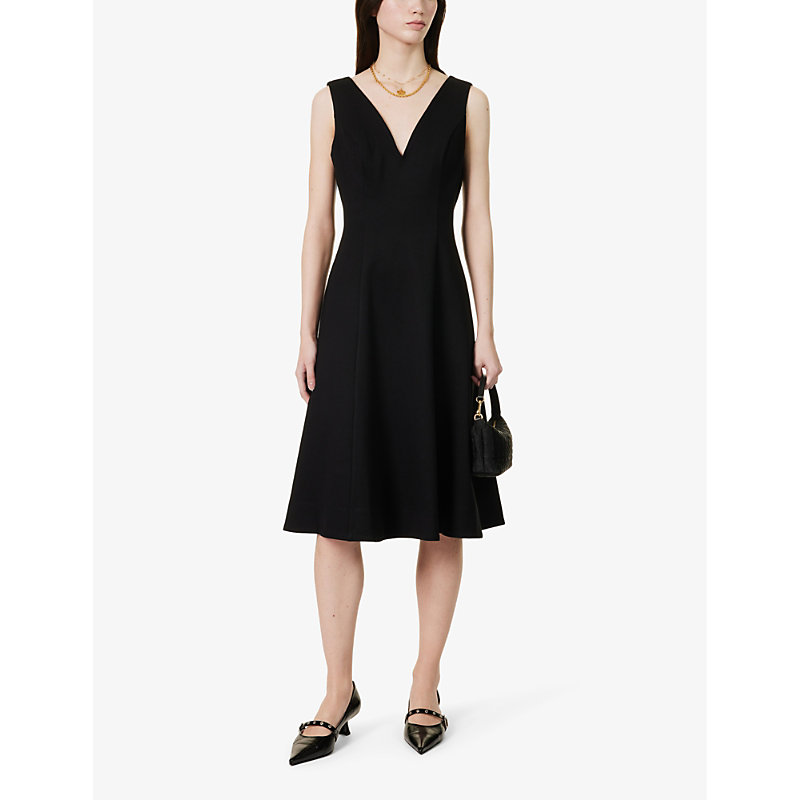 Shop Reformation Women's Black Mikayla V-neck Stretch-woven Midi Dress