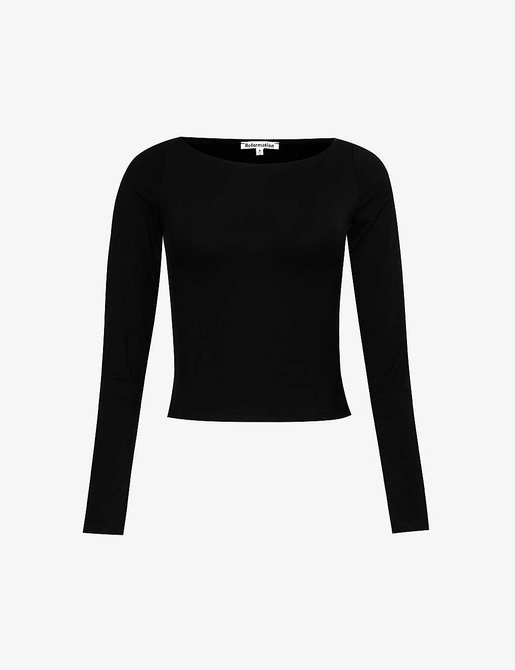 Reformation Wiley Stretch-woven Top In Black