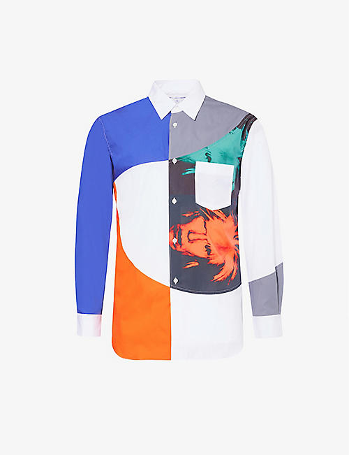 COMME DES GARCONS SHIRT: Andy Warhol contrast-panel cotton-poplin shirt