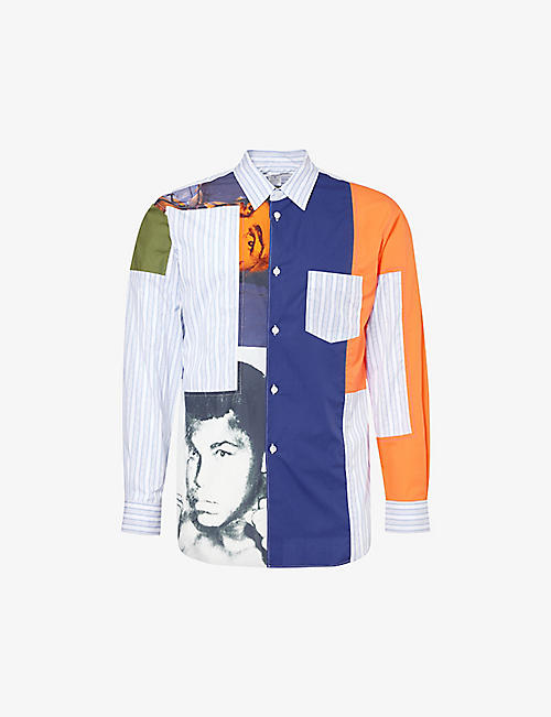 COMME DES GARCONS SHIRT: Muhammad Ali contrast-panel cotton-poplin shirt