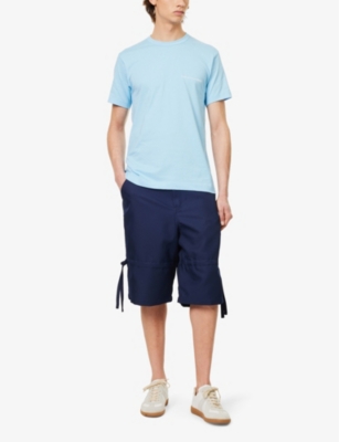 Shop Comme Des Garçons Shirt Comme Des Garcons Shirt Mens Navy Drawstring-trim Structured-waistband Woven Shorts