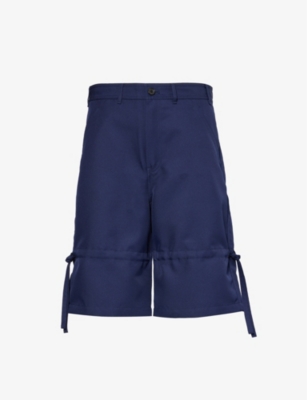 Shop Comme Des Garçons Shirt Comme Des Garcons Shirt Mens Navy Drawstring-trim Structured-waistband Woven Shorts