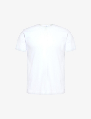 Shop Comme Des Garçons Shirt Comme Des Garcons Shirt Men's White Crewneck Regular-fit Cotton-jersey T-shirt