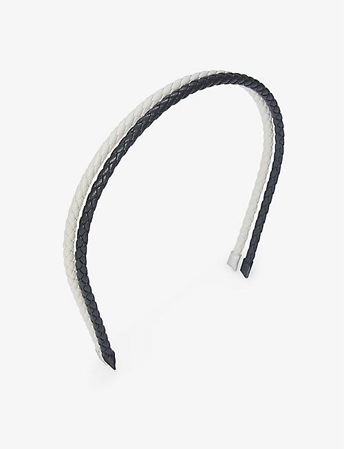 THE WHITE COMPANY: Braided faux-leather headband set of two
