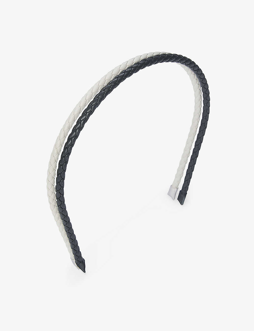 The White Company Black Braided Faux-leather Headband Set Of Two