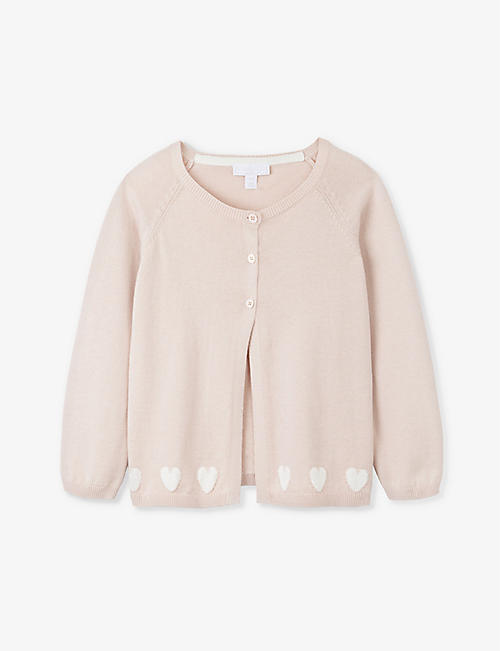 THE LITTLE WHITE COMPANY: Heart knitted cotton cardigan 0-18 months