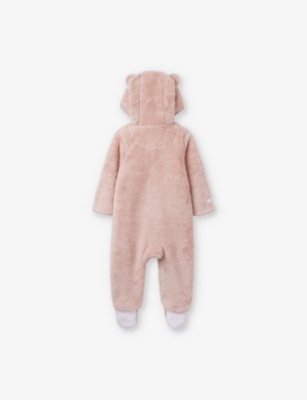 THE LITTLE WHITE COMPANY: Bear ears fleece romper 0-12 months