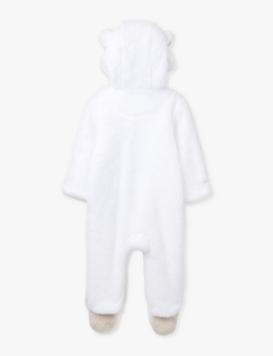 THE LITTLE WHITE COMPANY: Bear ears recycled-polyester fleece romper 0-12 months