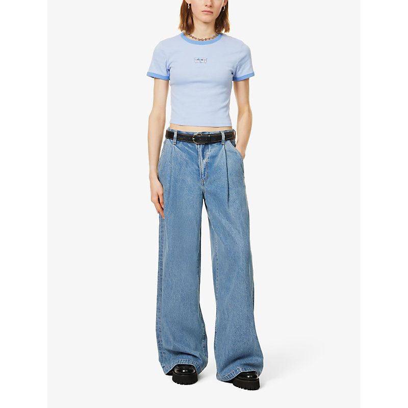 Shop Agolde Women's Baffle ( Marble Ind) Ellis Wide-leg High-rise Recycled Denim-blend Jeans