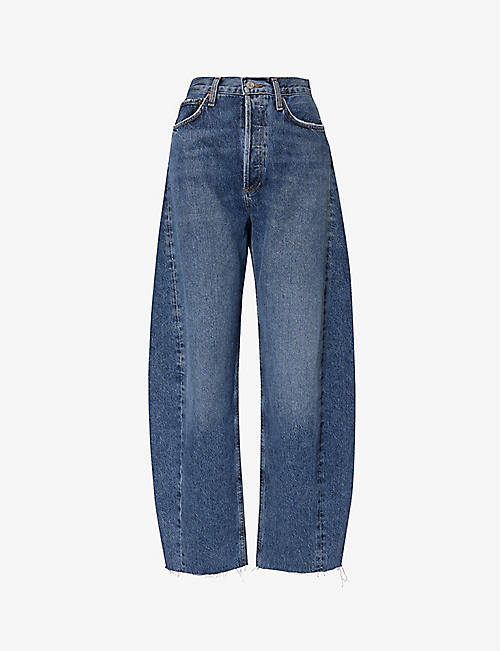 AGOLDE: Luna barrel-leg mid-rise recycled-cotton jeans