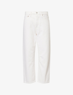 Agolde Womens Fortune Cookie (natural) 90's Straight-leg Mid-rise Cropped Organic-denim Jeans In Fortune Cookie (natural)