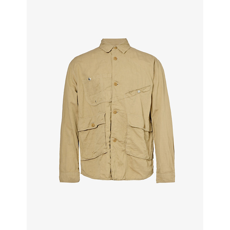 Junya Watanabe Mens Beige Pocketed Relaxed-fit Cotton And Linen-blend Shirt