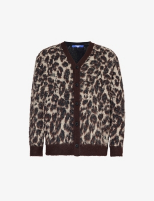 JUNYA WATANABE: Leopard-pattern fuzzy-knit cotton-blend cardigan