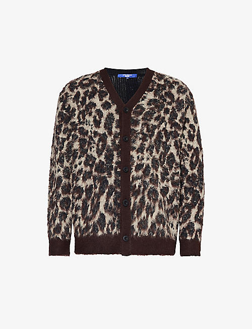 JUNYA WATANABE: Leopard-pattern fuzzy-knit cotton-blend cardigan