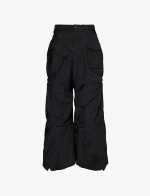 Junya Watanabe Mens Black Patch-pocket Relaxed-fit Woven Trousers