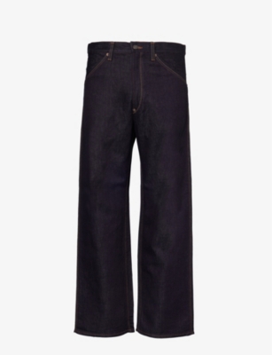 Shop Junya Watanabe Men's Idg Khk Contrast-pocket Wide-leg Cotton And Linen-blend Trousers