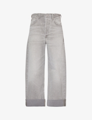 Citizen Of Humanity Citizens Of Humanity Ayla Mid-rise Wide-leg Jeans In Quartz Grey (lt Grey)