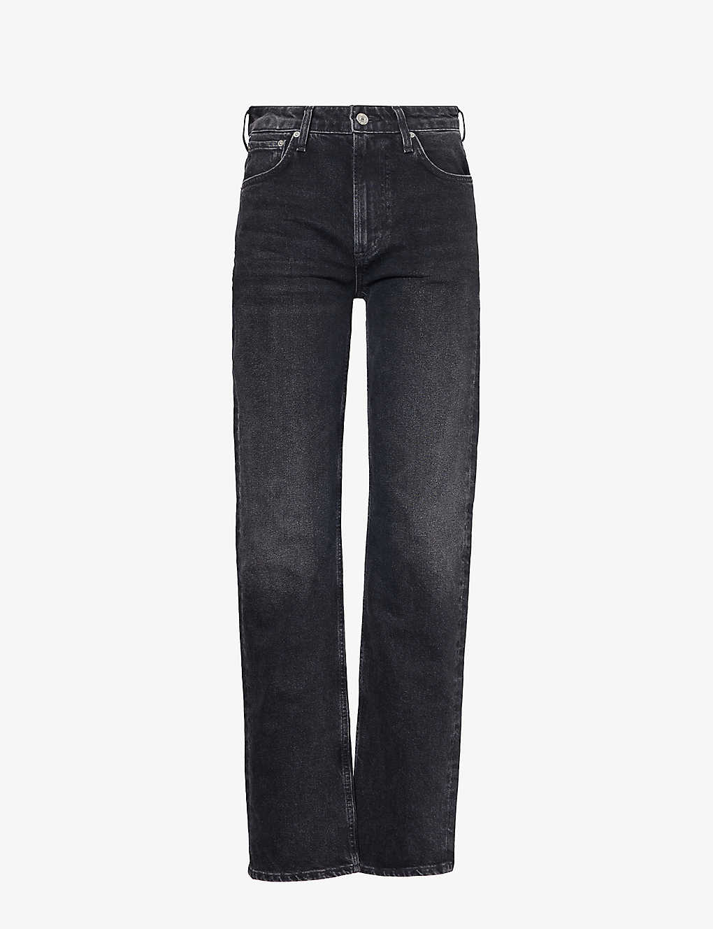 Citizens Of Humanity Zurie Straight-leg Mid-rise Denim-blend Jeans In Black