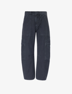 Citizen Of Humanity Citizens Of Humanity Womens Washed Black Marcelle Cargo-pocket Wide-leg Cotton Trousers In Black