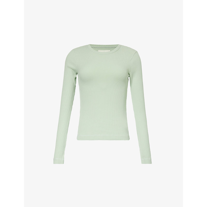 Shop Citizens Of Humanity Women's Pistachio (pale Green) Bina Long-sleeved Organic Cotton-blend Jersey To