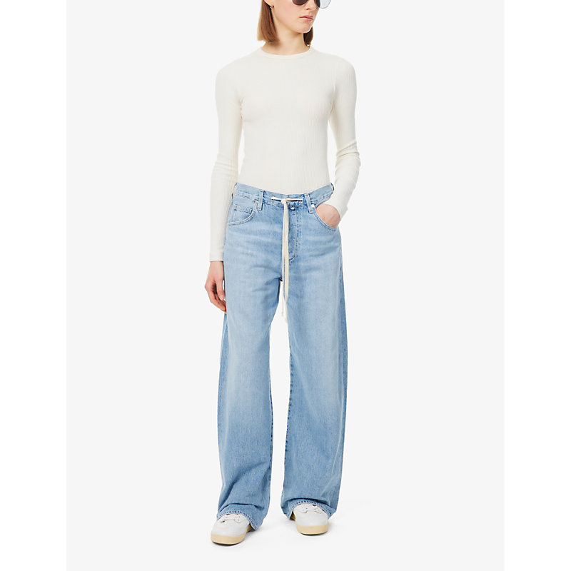 Shop Citizens Of Humanity Women's Blue Lace (lt Indigo) Brynn Wide-leg Mid-rise Organic-denim Jeans