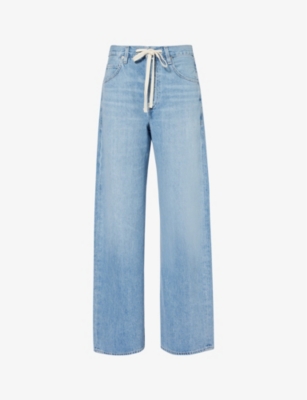 Shop Citizens Of Humanity Women's Blue Lace (lt Indigo) Brynn Wide-leg Mid-rise Organic-denim Jeans