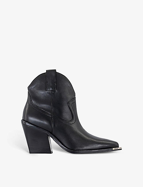 BRONX: Kole Western leather heeled ankle boots