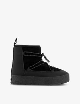 Tretorn Womens Jet Black Aspa Contrast-panel Woven Ankle Boots