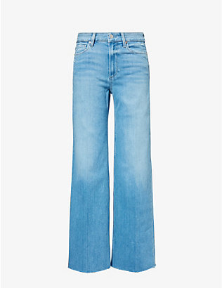 PAIGE: Anessa straight-leg raw-hem high-rise stretch-denim jeans