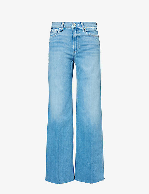PAIGE: Anessa straight-leg raw-hem high-rise stretch-denim jeans