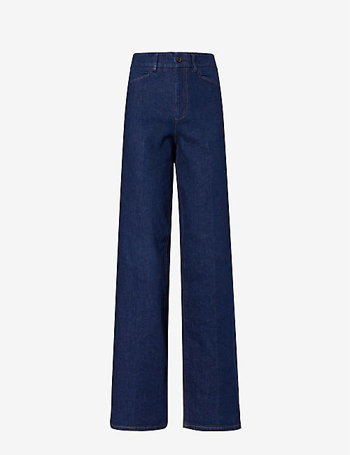 PAIGE: Jolene brand-patch wide-leg mid-rise stretch-denim jeans