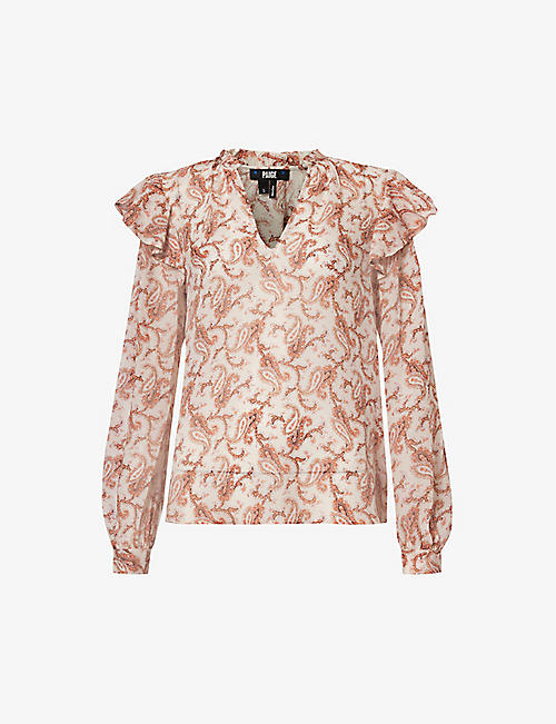 PAIGE: Seema floral-print silk blouse