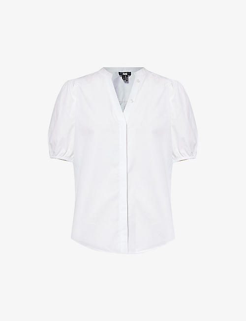 PAIGE: Arra puffed-sleeve cotton blouse
