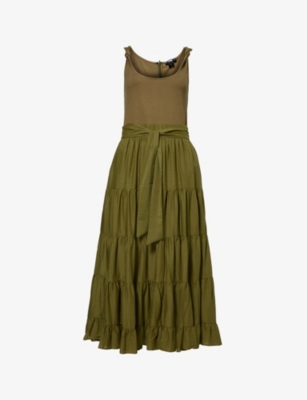 Shop Paige Women's Dark Brushed Olive Samosa Regular-fit A-line Stretch-woven Midi Dress
