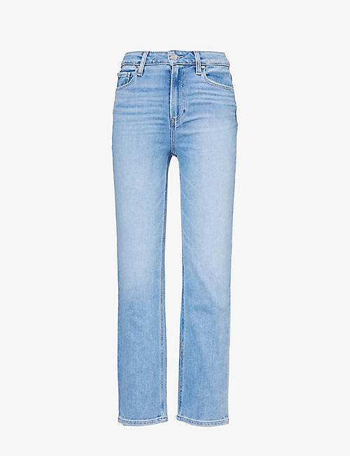 PAIGE: Cindy cropped straight-leg high-rise denim-blend jeans