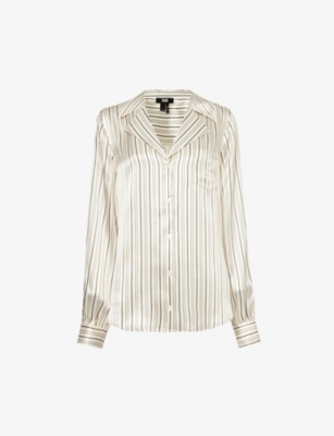 Shop Paige Women's Antique White/black Capriana Striped Silk Shirt