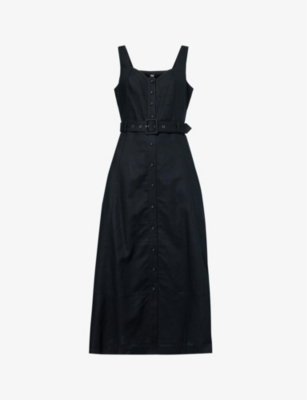 Shop Paige Womens Black Arienne Regular-fit A-line Cotton And Linen Midi Dress