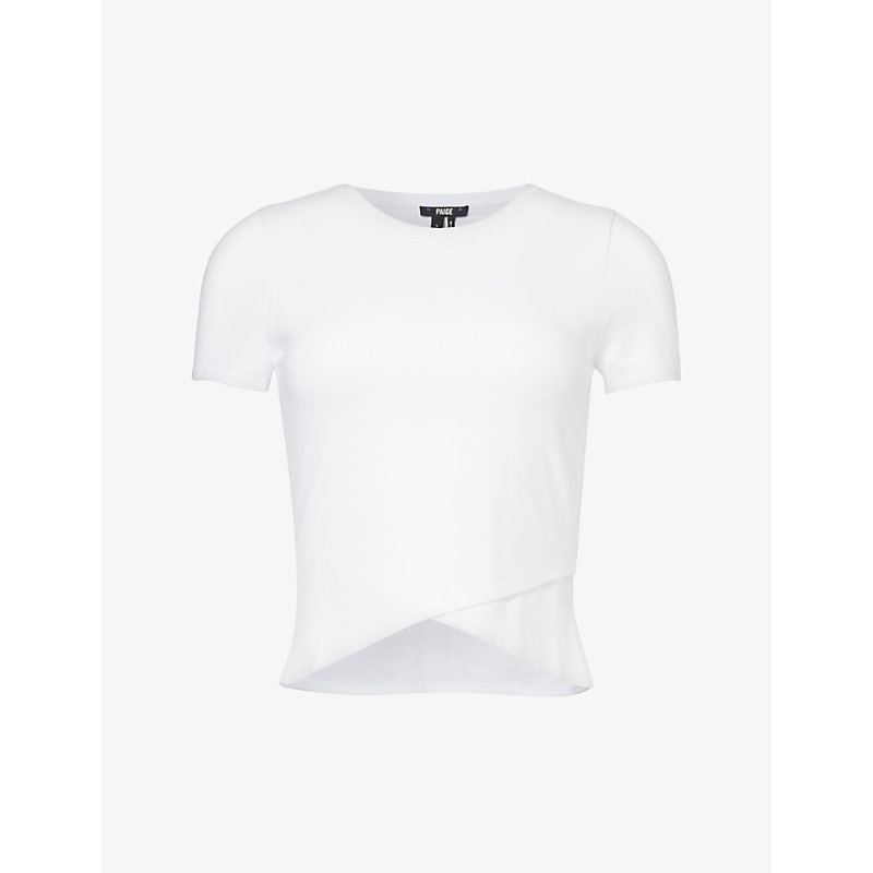 Shop Paige Women's White Noemi Cross-hem Stretch-jersey T-shirt