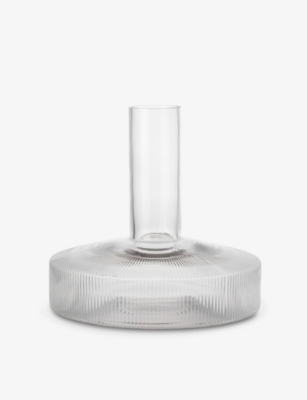 Shop Ferm Living Clear Ripple Mouth-blown Glass Wine Carafe 1.1l