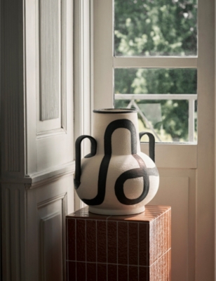 FERM LIVING: Trace hand-painted stoneware vase 37.5cm