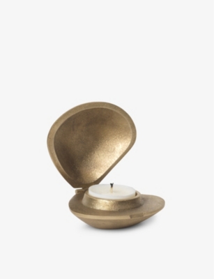 FERM LIVING: Clam-shaped brass tea light holder